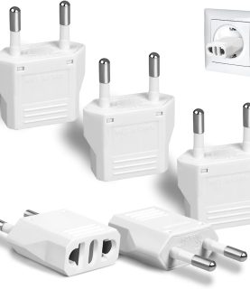 6 Pack US to Europe Plug Adapter - Type C European Travel Adapter, Wall Plug Power Converter for Europe (White)