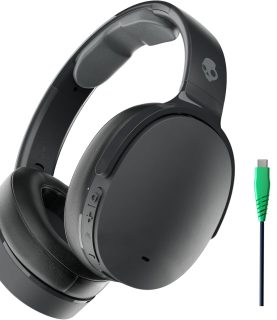Skullcandy Hesh ANC Over-Ear Noise Cancelling Wireless Headphones with Charging Cable, 22 Hr Battery, Microphone, Works with iPhone Android and Bluetooth Devices - True Black
